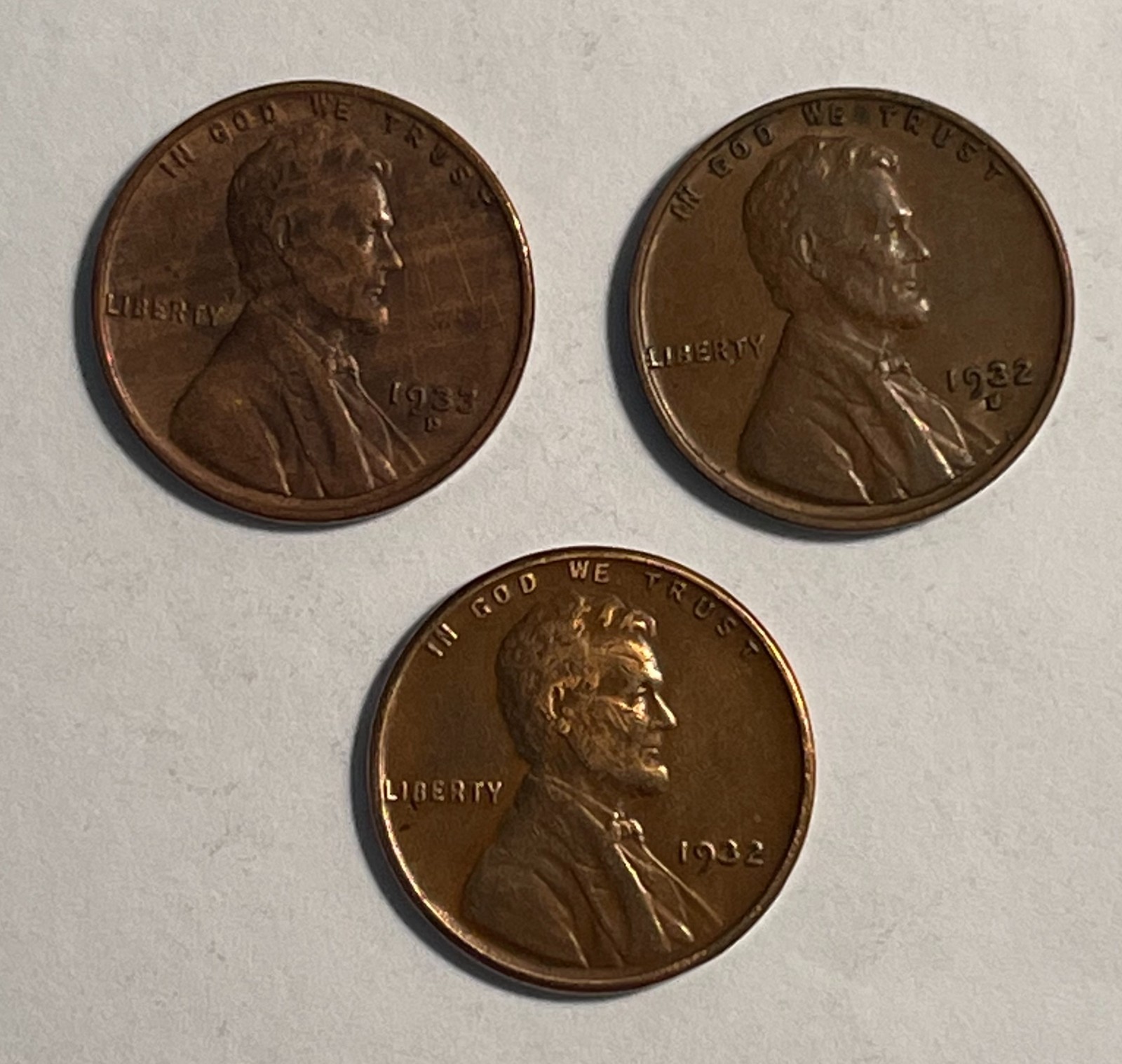 1932, 1932-D & 1933-D AU with probs. (#12666)