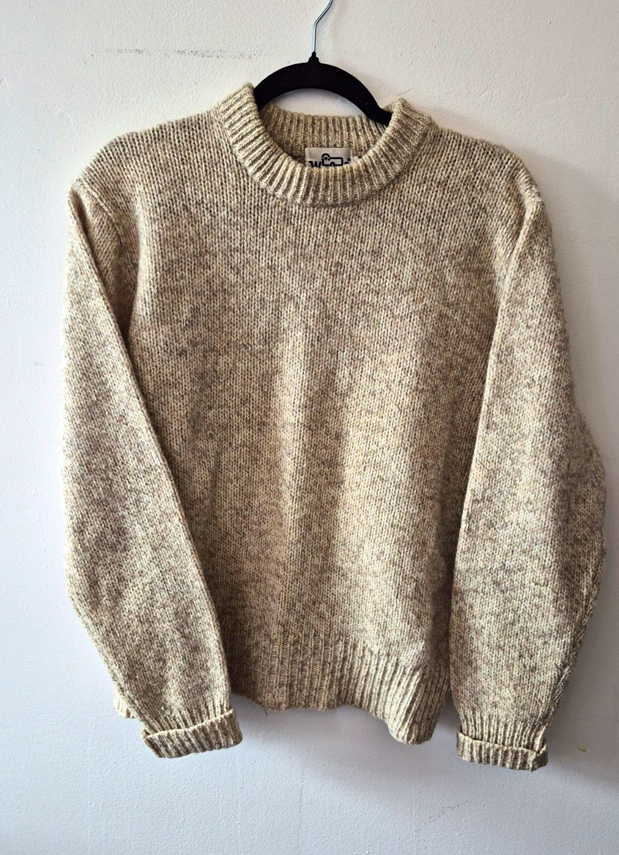 Vintage Woolrich Beige Marled Knit Wool-Blend Crewneck Sweater
