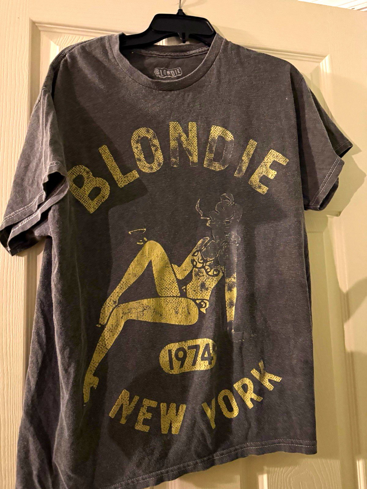 Vintage  Blondie New York 1974 Graphic Print Gray M Cotton Crew Neck Tee