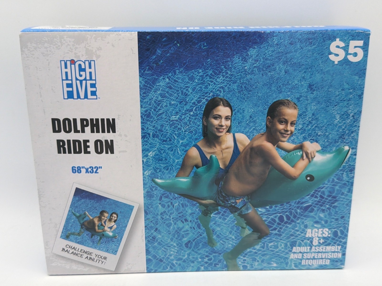High Five Dolphin Inflatable Ride-On Pool Float 68x32\ High Five Dolphin Inflatable Ride-On Pool Float 68x32\