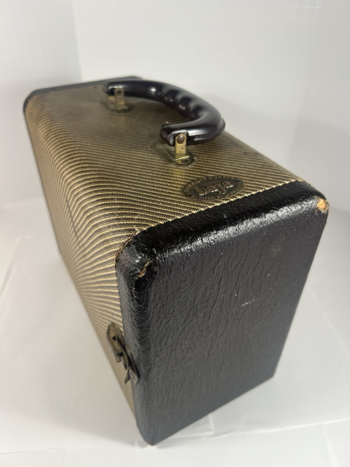 Vintage B&J Barnett Jaffe Portable Card File Box Tweed 3 Drawer USA 30s 50s MCM