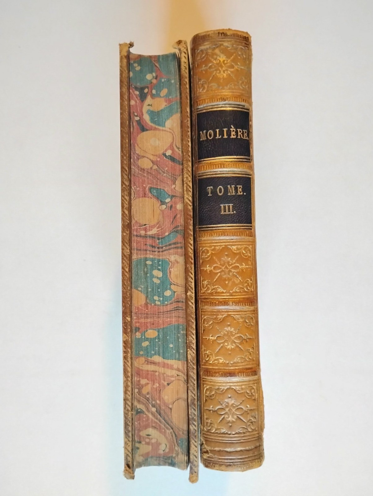 Antique 1861 Moliere Œuvres Complètes Vol 1 & 3 Leather Bound Book Lot Hachette
