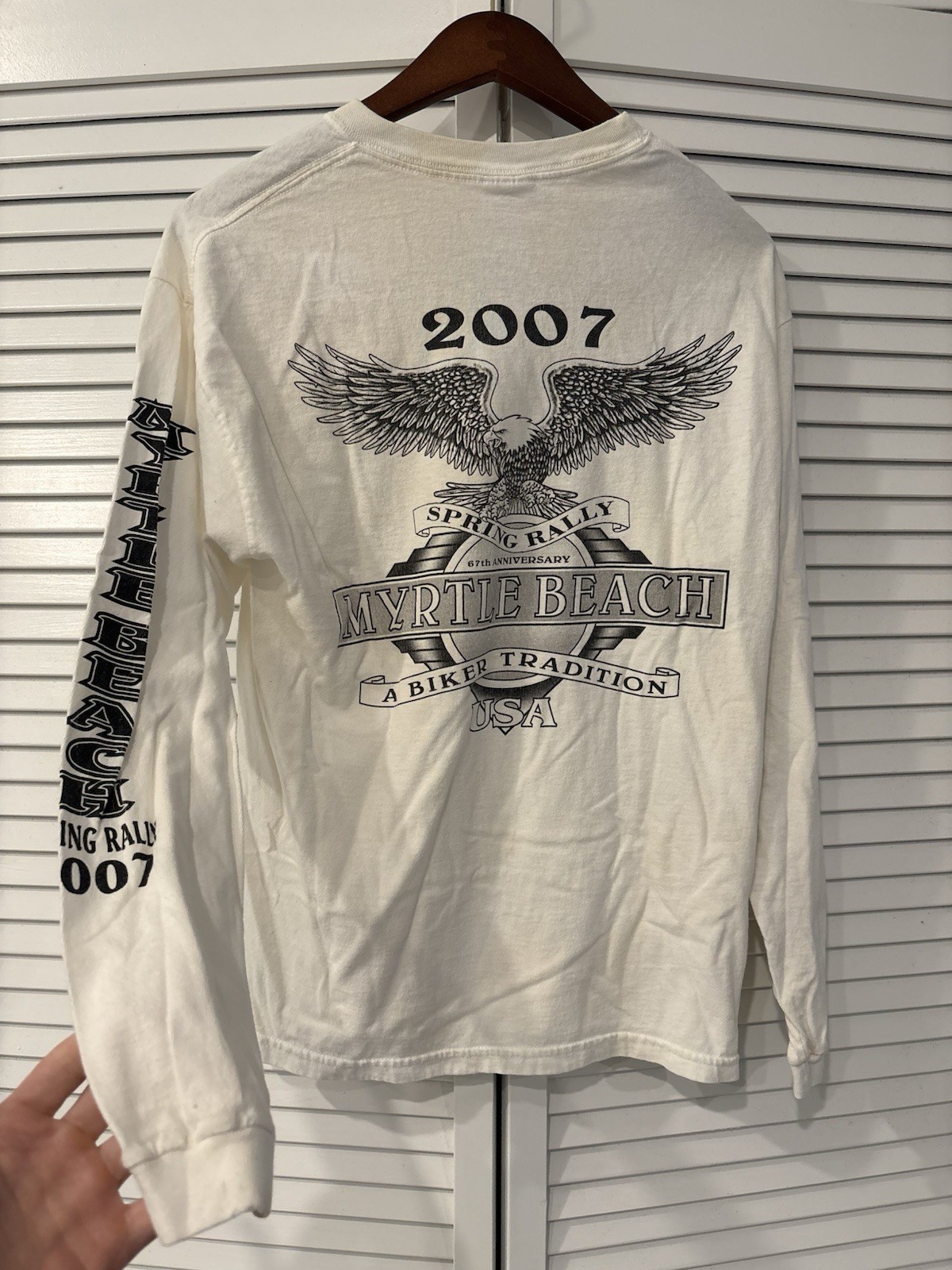 Vintage 2007 Jerzees Daytona Myrtle Beach Spring Rally Biker Long Sleeve, Size M