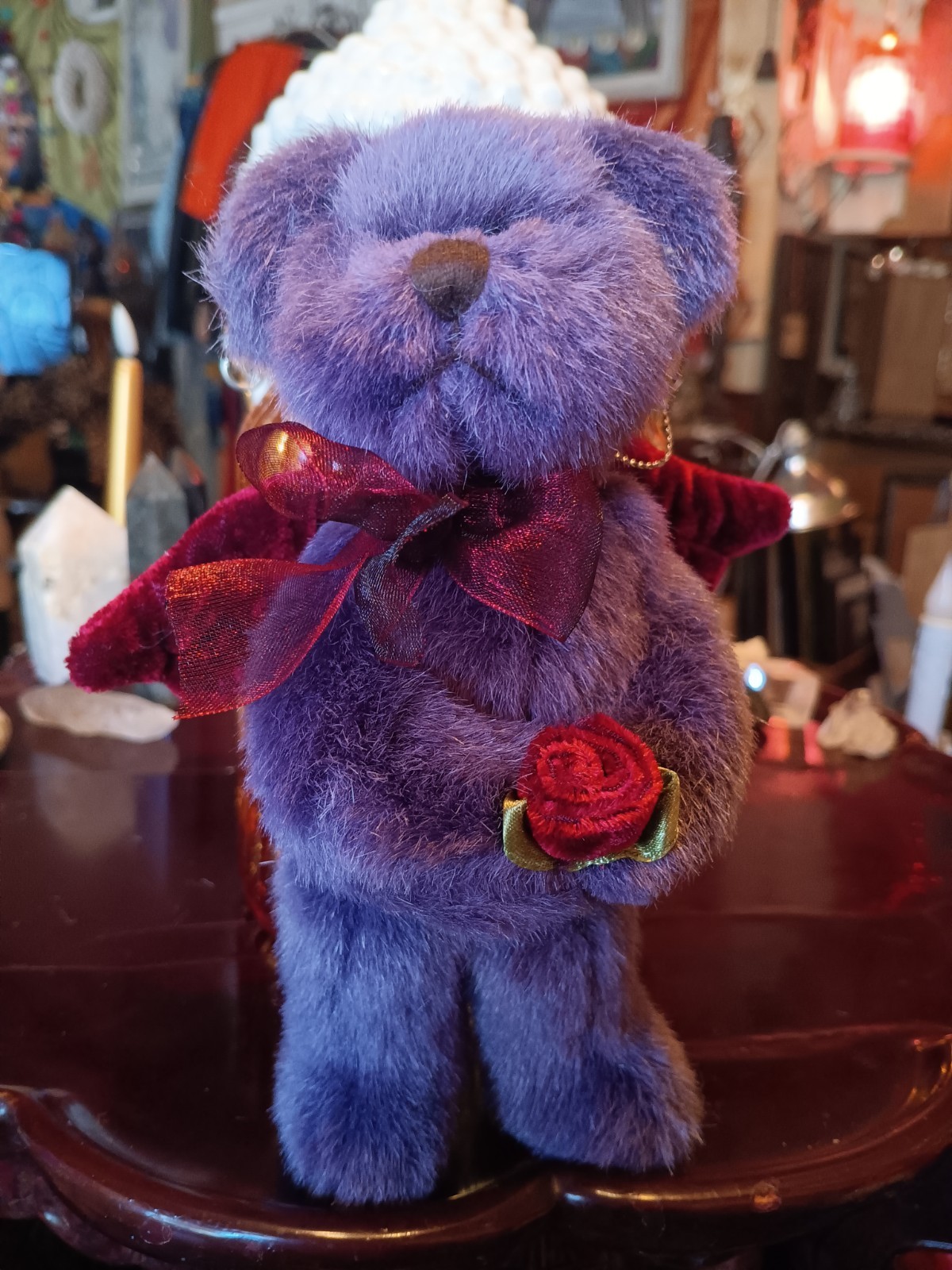 Vintage Russ Berrie Purple Angel Teddy Bear Plush Ornament Dark Wings R Vintage Russ Berrie Purple Angel Teddy Bear Plush Ornament Dark Wings R
