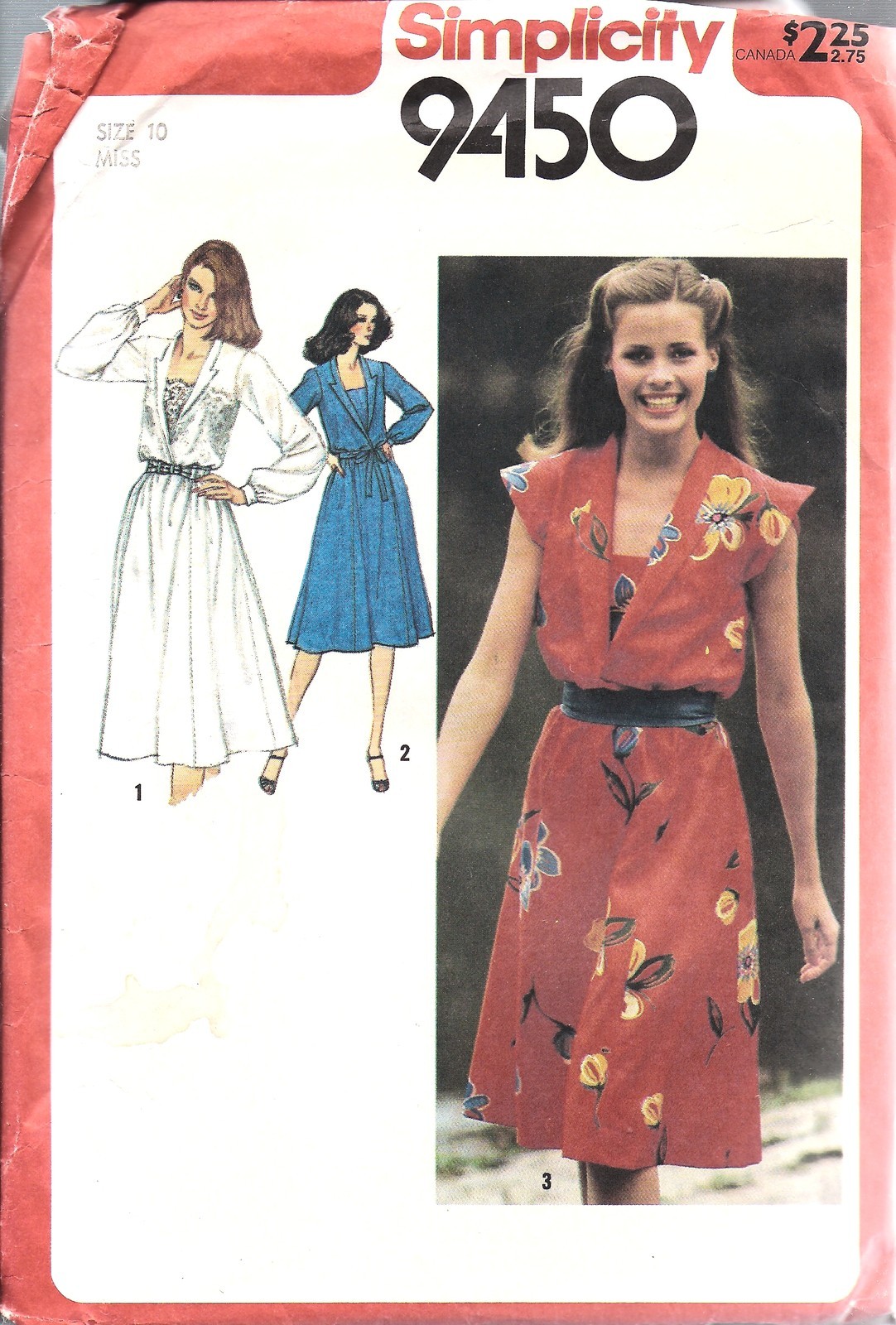 9450 Vintage Simplicity Sewing Pattern Misses Dress w/ front set in Camisole OOP