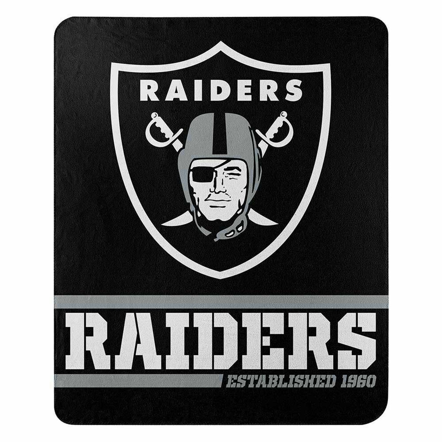New Raiders Licensed Fleece Throw Blanket Football Southpaw 50in. X 60in.