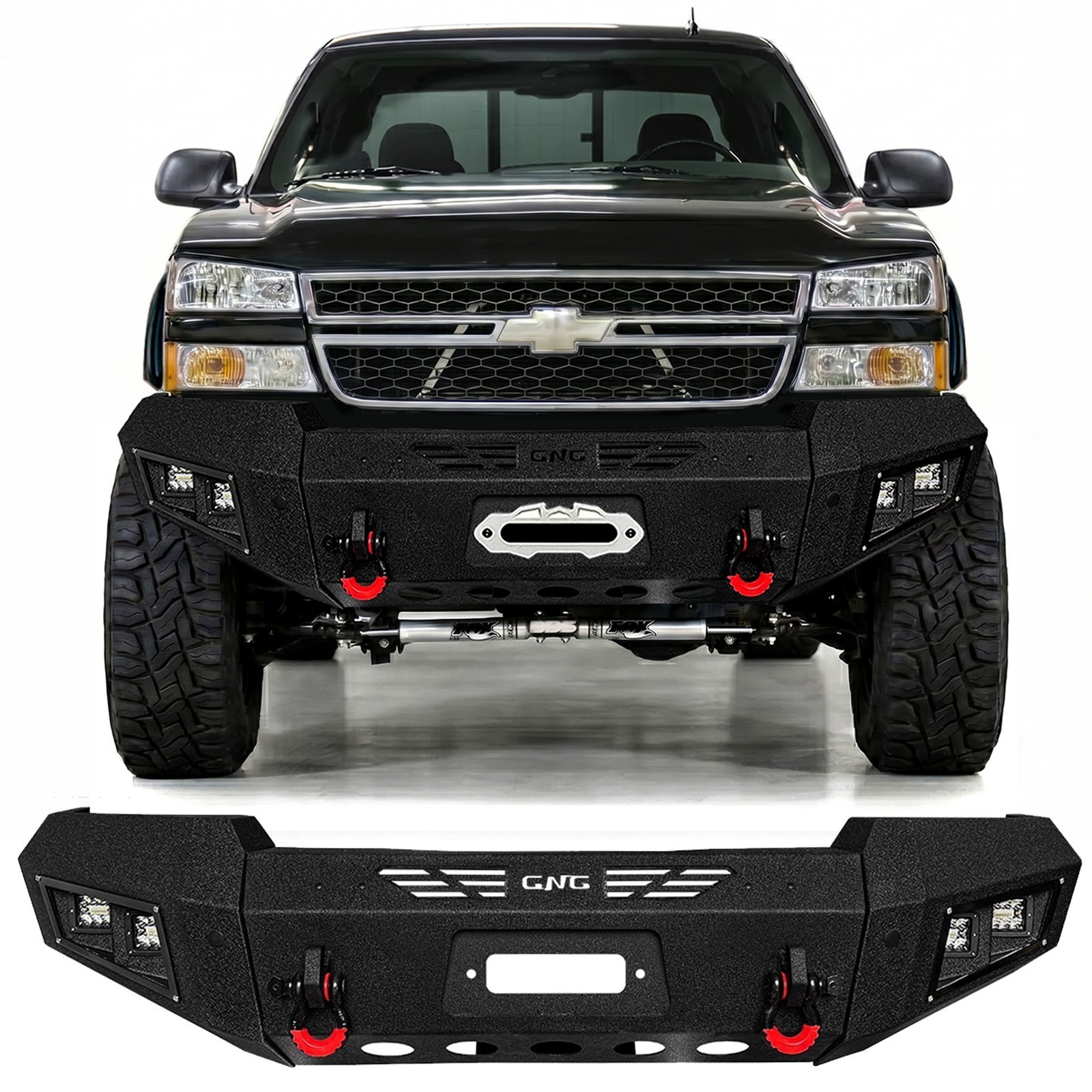 Vijay For 2003-2006 Chevy Silverado 1500 Steel Front Bumper W/Winch Plate&Lights