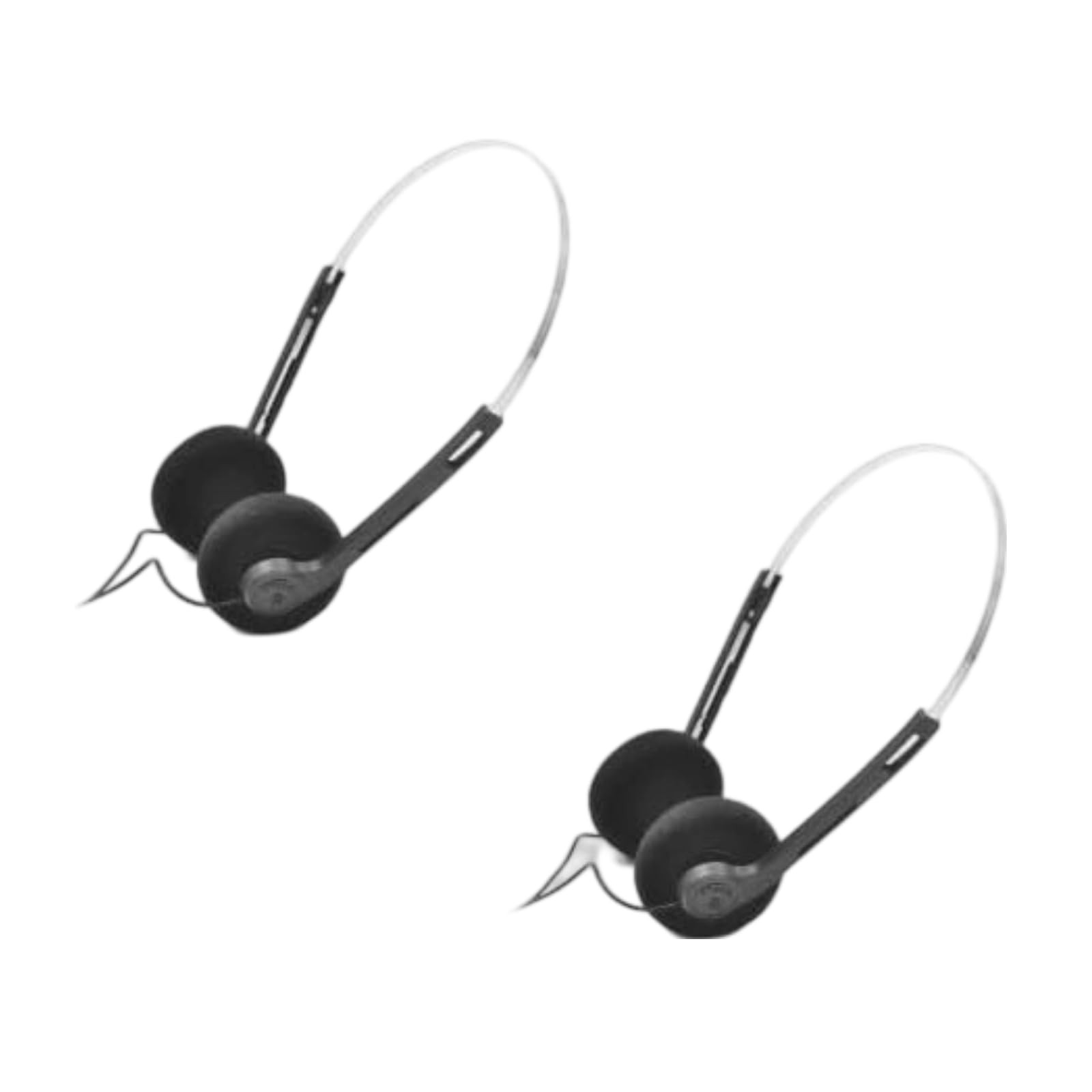 aoukoslt 2 Pcs Retro On Ear Headphones, Wired Stereo Standard, Black