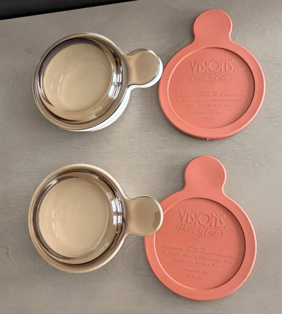 Vintage Corning Ware Grab It Bowls P-150-B , P-150-C, Visons Lids_Price for 2 Vintage Corning Ware Grab It Bowls P-150-B , P-150-C, Visons Lids_Price for 2