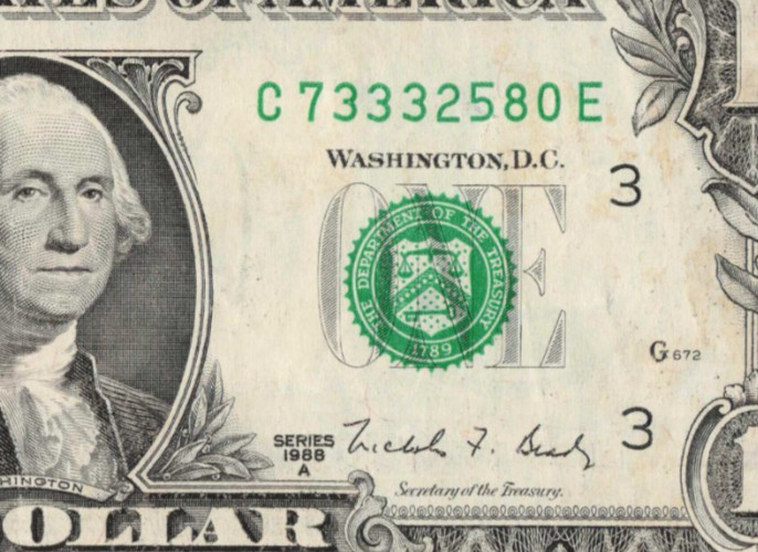 1988A older bank note $1 dollar bill CE block Philadelphia district C73332580E