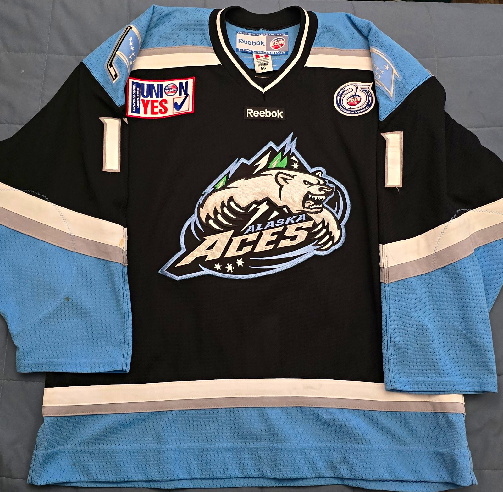 Reebok Alaska Aces Tommy Mele Game Worn Hockey Jersey ECHL MeiGray Tag Size 56 Reebok Alaska Aces Tommy Mele Game Worn Hockey Jersey ECHL MeiGray Tag Size 56