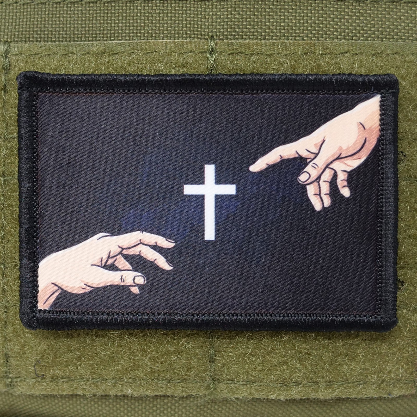 Jesus Cross Patch Moral Tactical Christian Military Birth Of Man Hook & Loop 3x2
