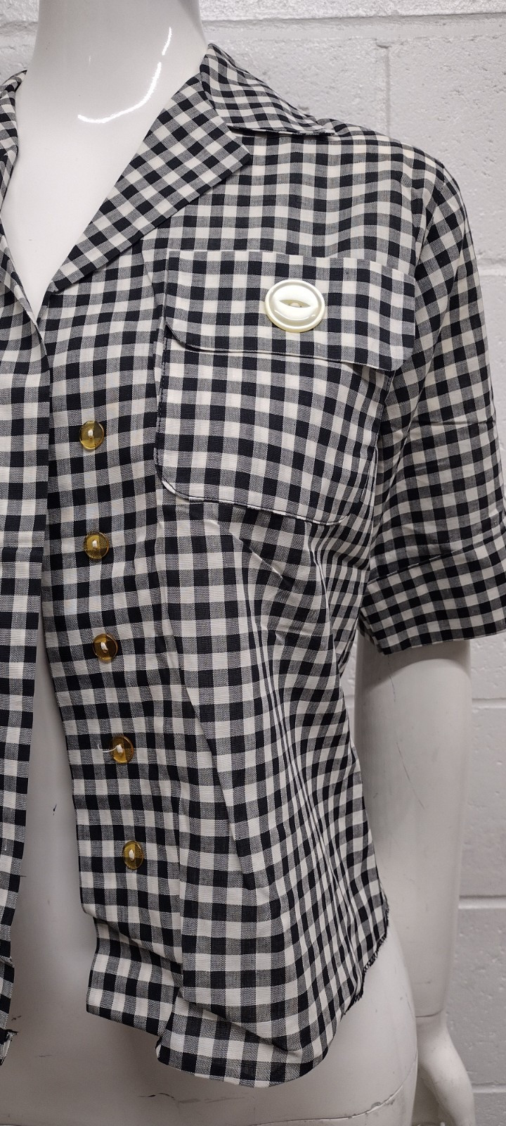 1940s Gingham Shirt S/M BARBARA FIELDS by JOYCE OF CHICAGO Love Lucy 50s
