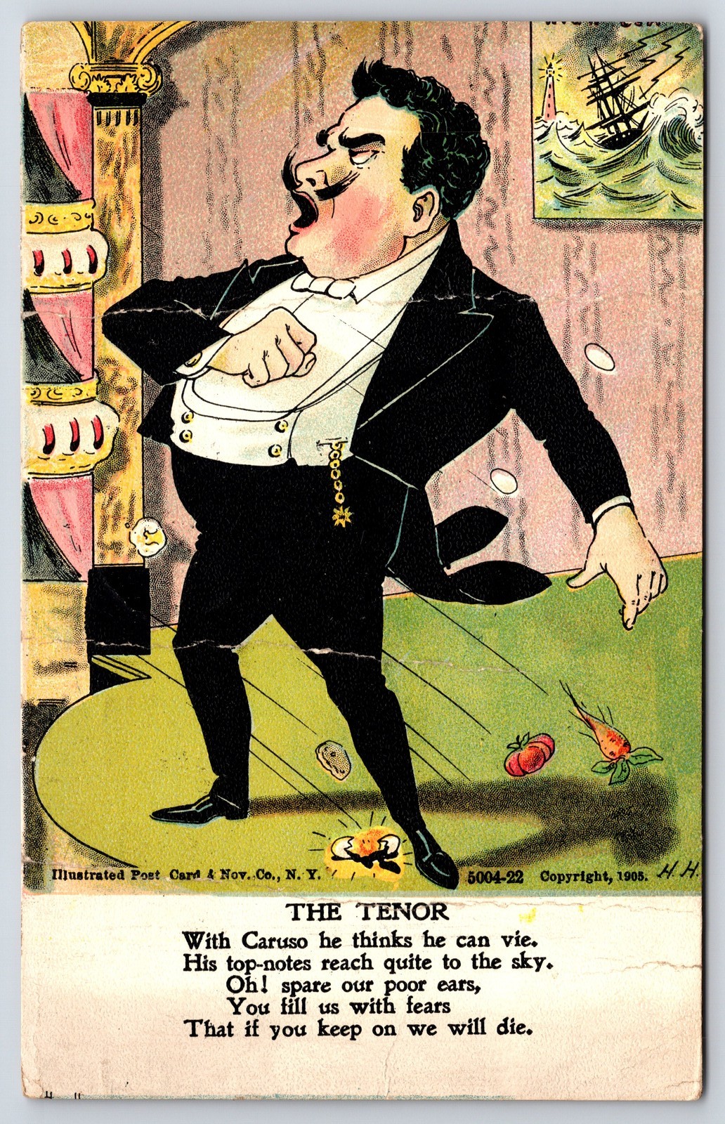 Antique 1905 The Tenor Caruso Comic Opera Postcard 1906 Newark NJ