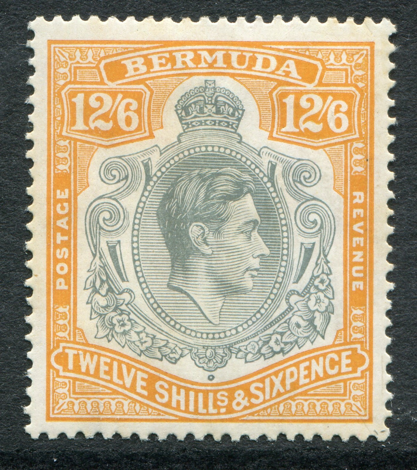 Bermuda 1938-53 perf. 14 12s6d SG 120c hinged mint (cat. £130 as u/m) toned gum