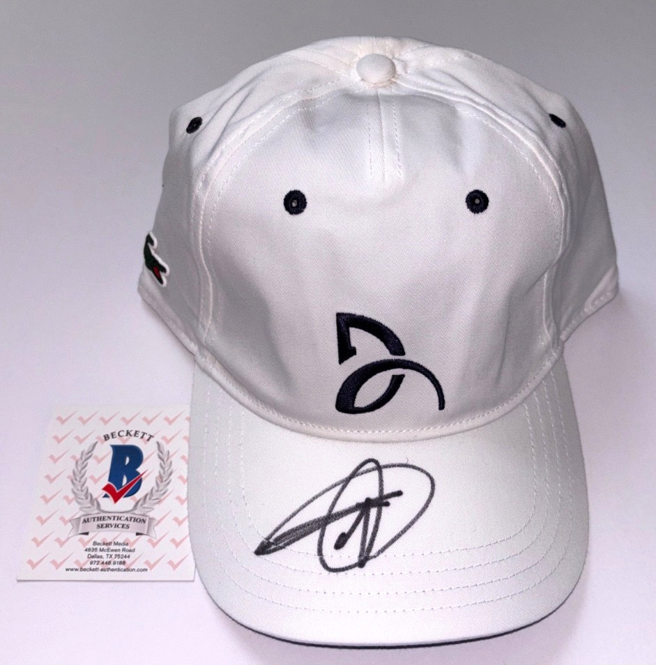 NOVAK DJOKOVIC SIGNED OFFICIAL LACOSTE HAT CAP TENNIS CHAMPION GOAT ICON BAS ND4 NOVAK DJOKOVIC SIGNED OFFICIAL LACOSTE HAT CAP TENNIS CHAMPION GOAT ICON BAS ND4
