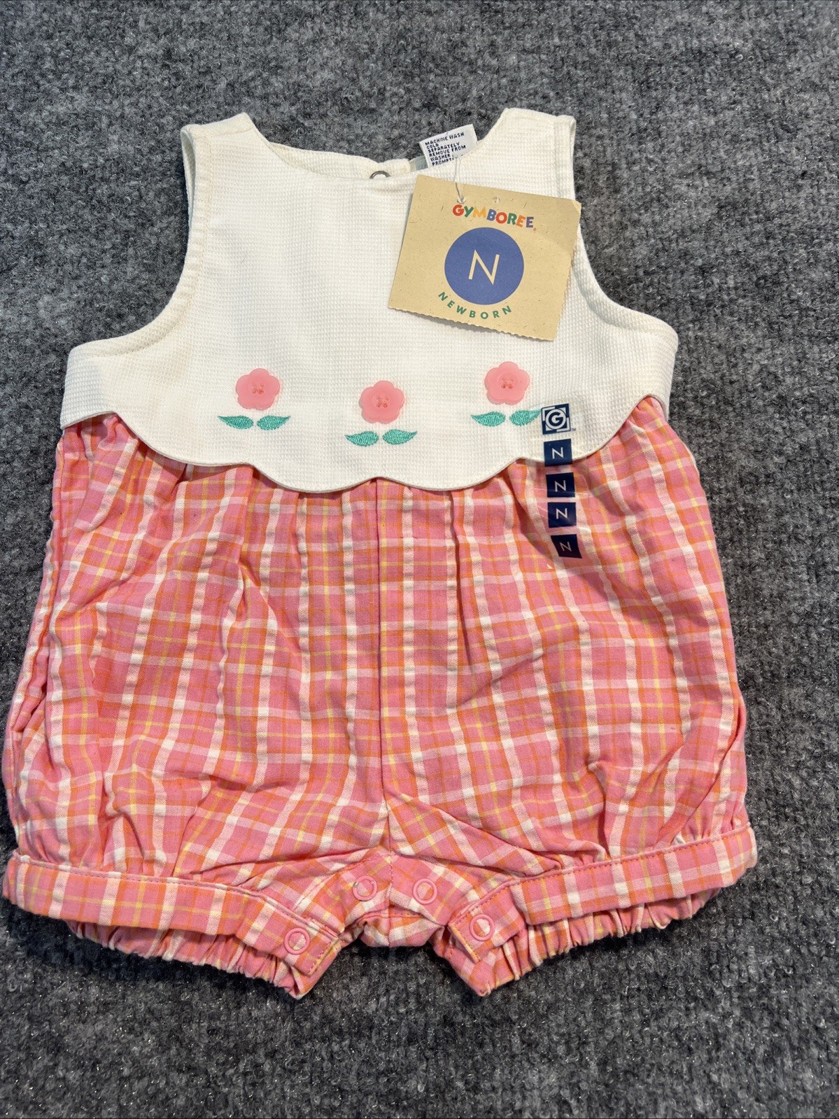 Vtg 90s Gymboree Countryside Bubble Romper NWT Sizing Tape Rainbow Tag Newborn