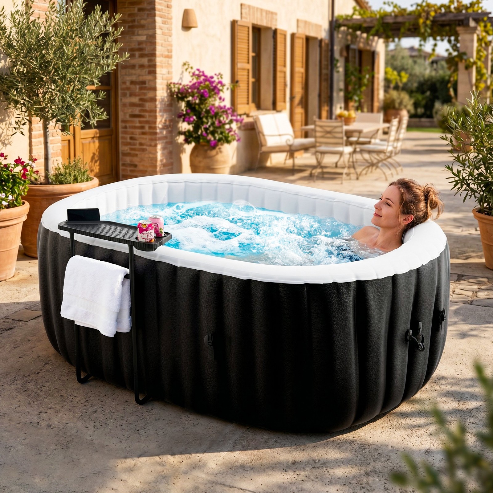 NAIZEA 2 Person Inflatable Oval Hot Tub with 100 AirJets,RelaxedSpa75”X47''X26'' NAIZEA 2 Person Inflatable Oval Hot Tub with 100 AirJets,RelaxedSpa75”X47''X26''
