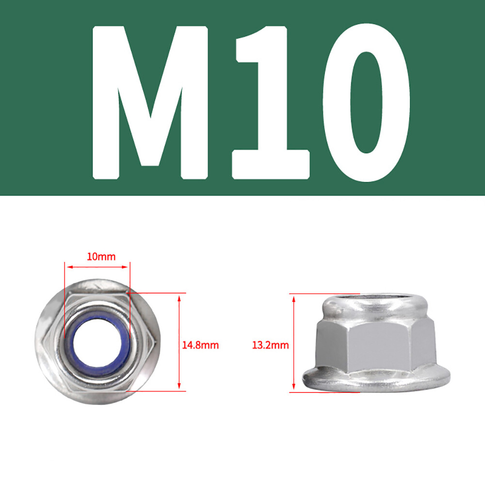  1X Marine Grade Stainless Steel Nylock Nut M6 M8 M10 Flange Insert Lock Nuts A4