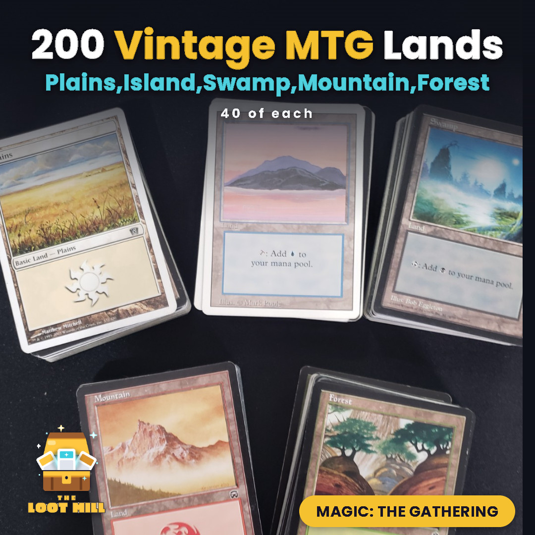 200 Vintage MTG Basic Land Lot Old Border 40 of Each - EDH Commander Mana Base 200 Vintage MTG Basic Land Lot Old Border 40 of Each - EDH Commander Mana Base