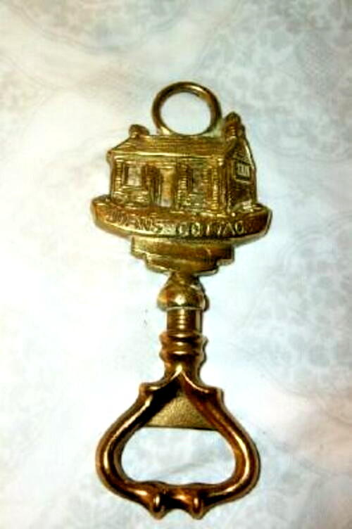 Vintage England Brass Bottle Opener Witchcraft Museum Joans Cottage #12266 RARE