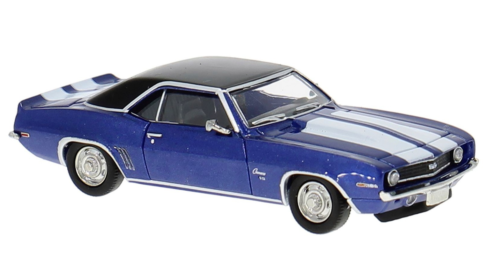 Brekina 1969 Chevrolet Camaro SS, Metallic Blue, Black Roof 1/87 HO Scale #18381