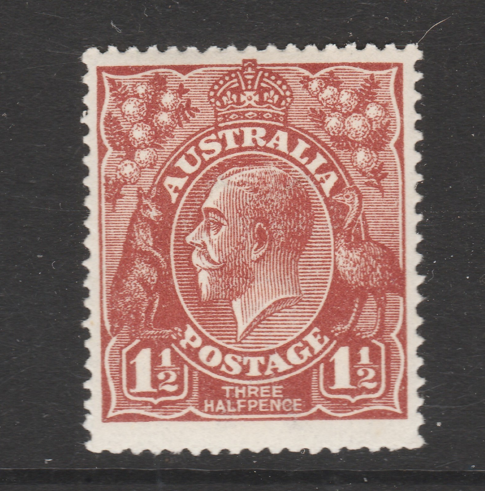 1919 KGV SINGLE WATERMARK 1½d DEEP RED-BROWN \