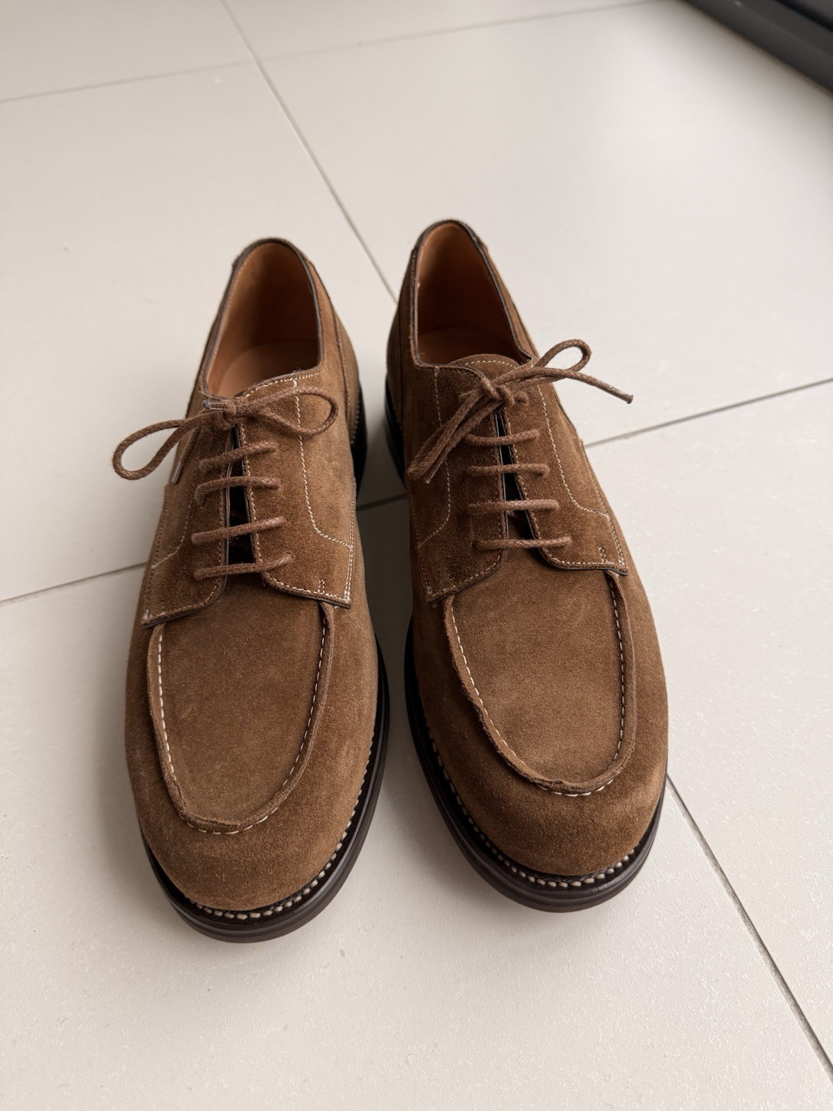 Berwick 1707 Snuff Suede Apron Toe Derby Shoe