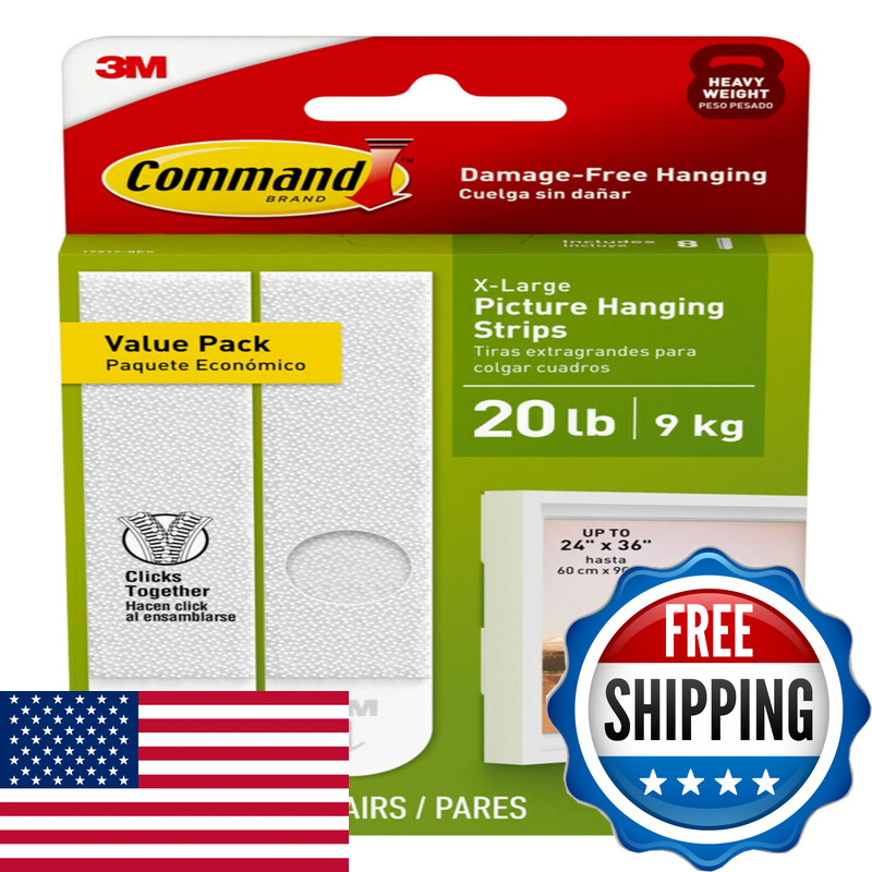 Command 20 Lb Xl 8 Pairs Heavyweight Picture Hanging Strips 16 Strips