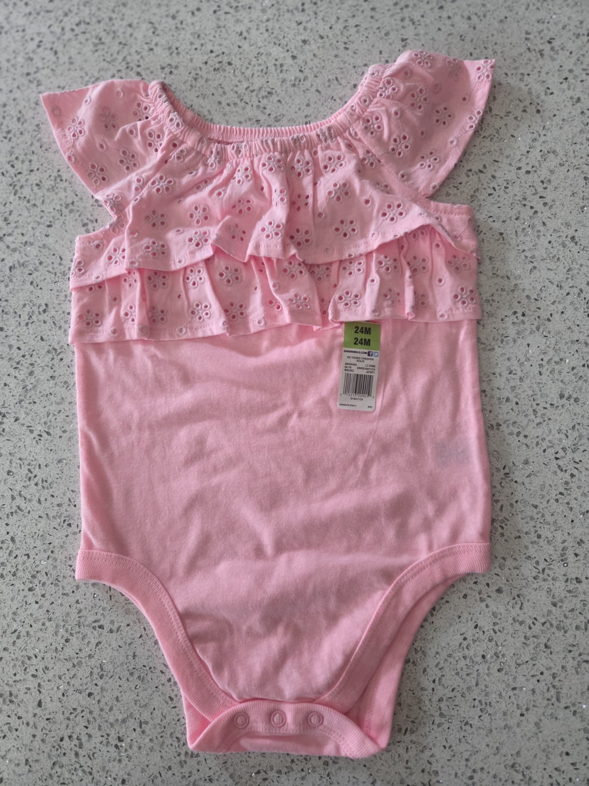 NWT Garanimals Baby Girl Bodysuit – Pink Eyelet Ruffle – 24 Months