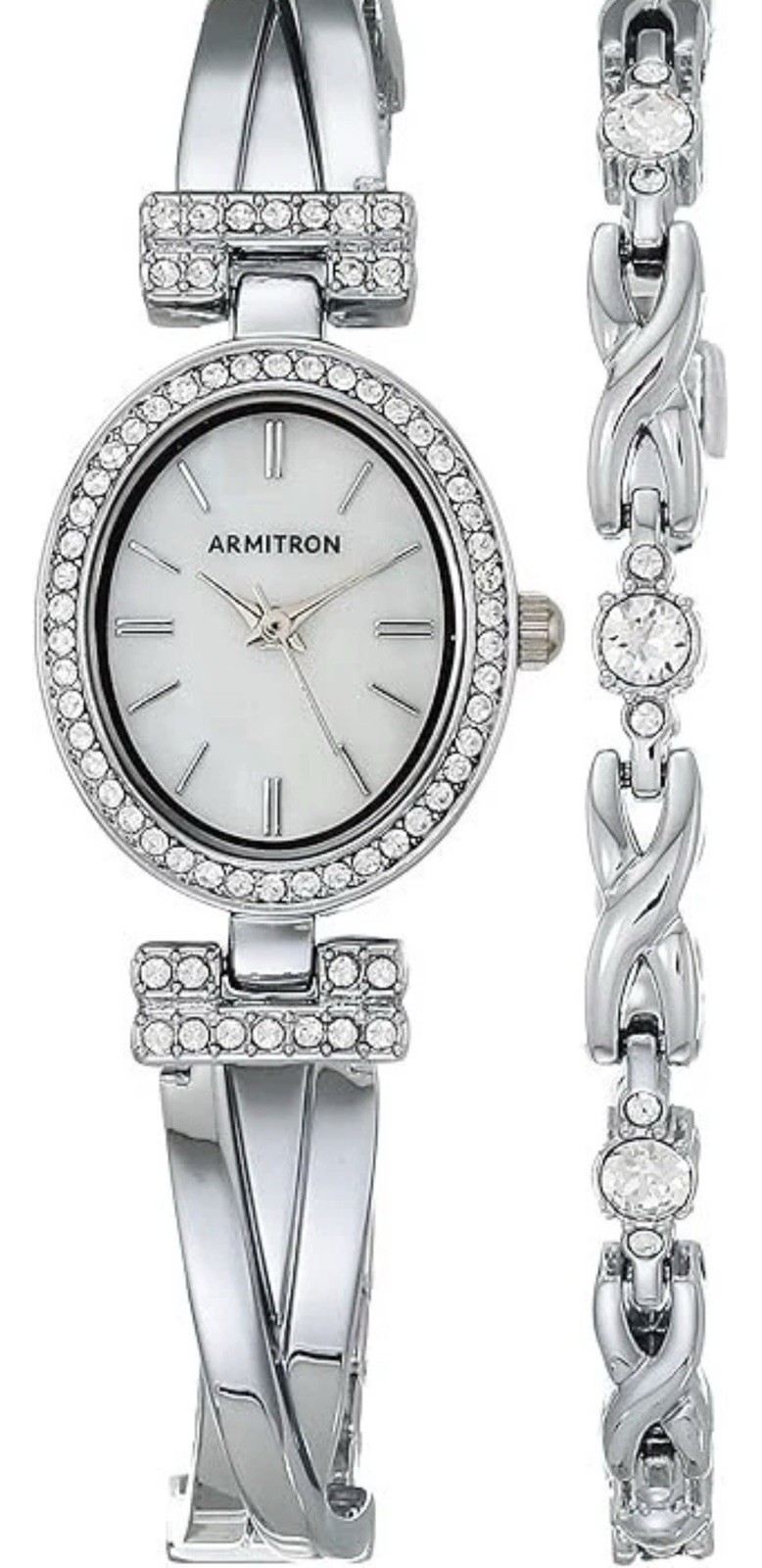 Armitron Women\'s Premium Crystal Accented Bangle Watch and Set *NEW in Gift Box*