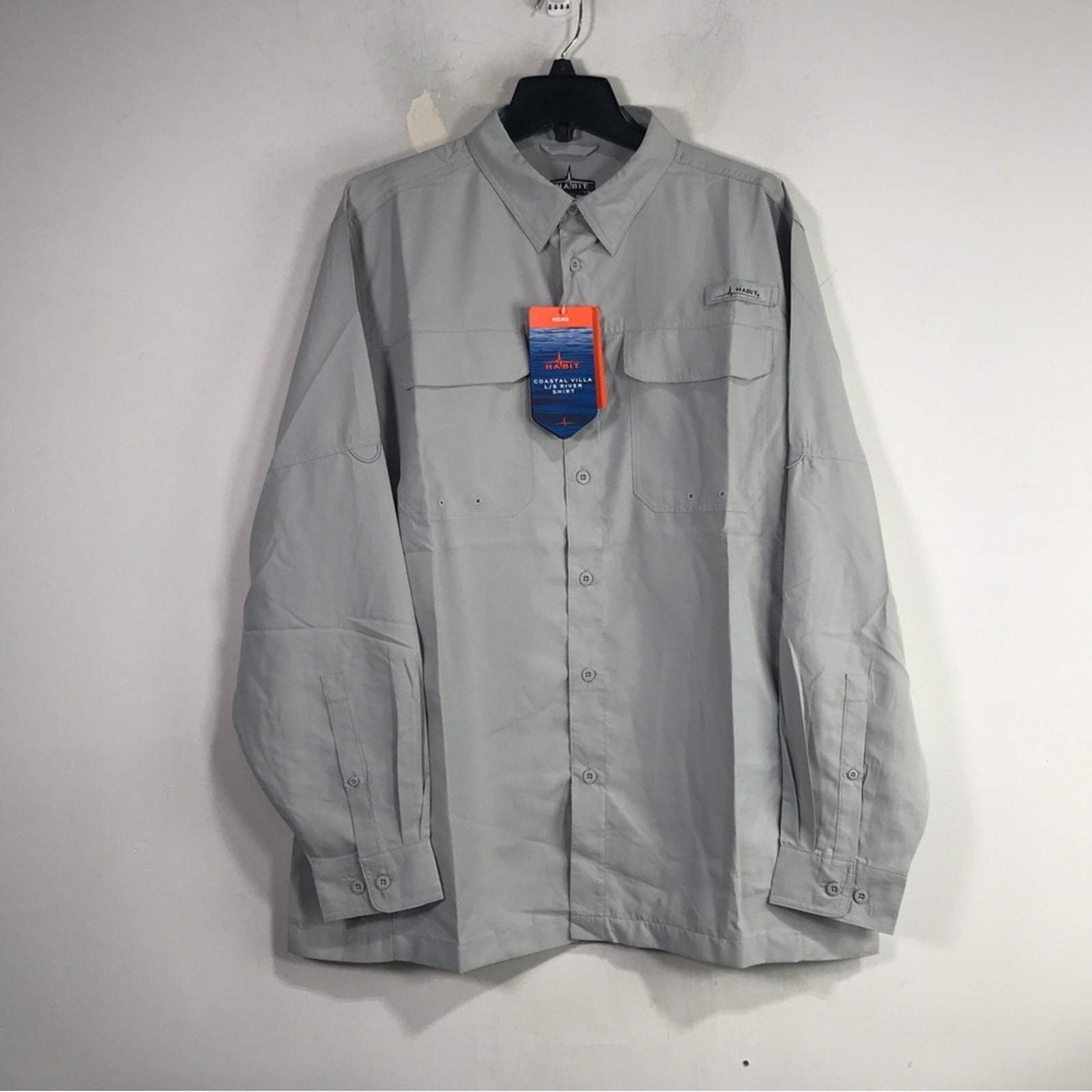 Habit Coastal Villa Long Sleeve River Shirt, Men\'s Size L - Mirage Grey