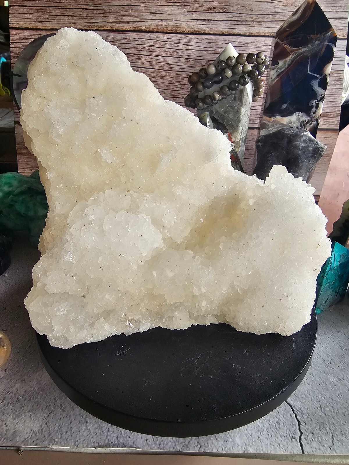 Large White Druzy Quartz Crystal Cluster 4.5 LB Natural Specimen 8” Statement Pi