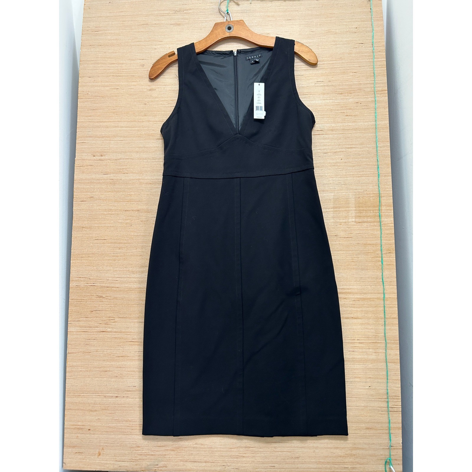 Theory Parmida Befit Black V-Neck Sleeveless Sheath Dress Size 8 NWT F1006602
