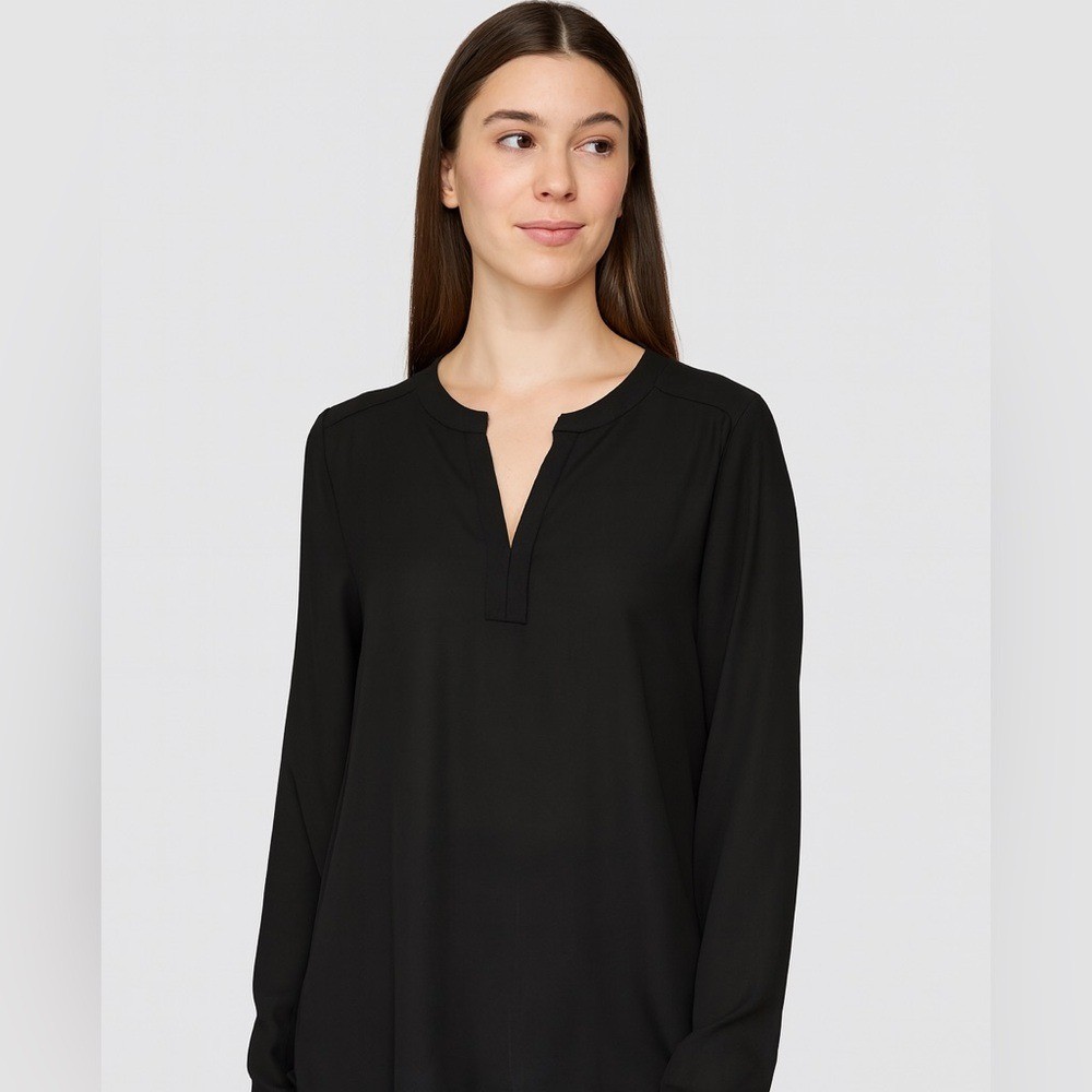 Pleione Women\'s Long Sleeve V-Neck Blouse Sz S Black NWT