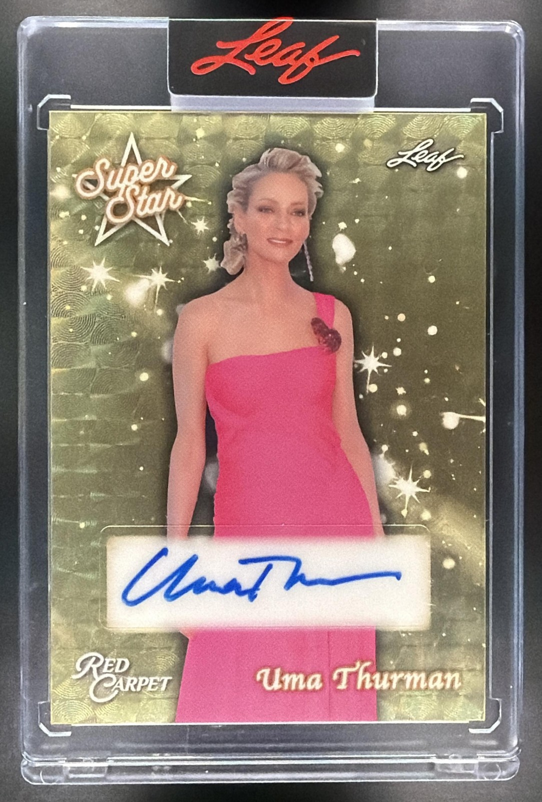 2025 Leaf Red Carpet Uma Thurman #S-UT1 SUPERstar Gold Circles 1/1 Auto