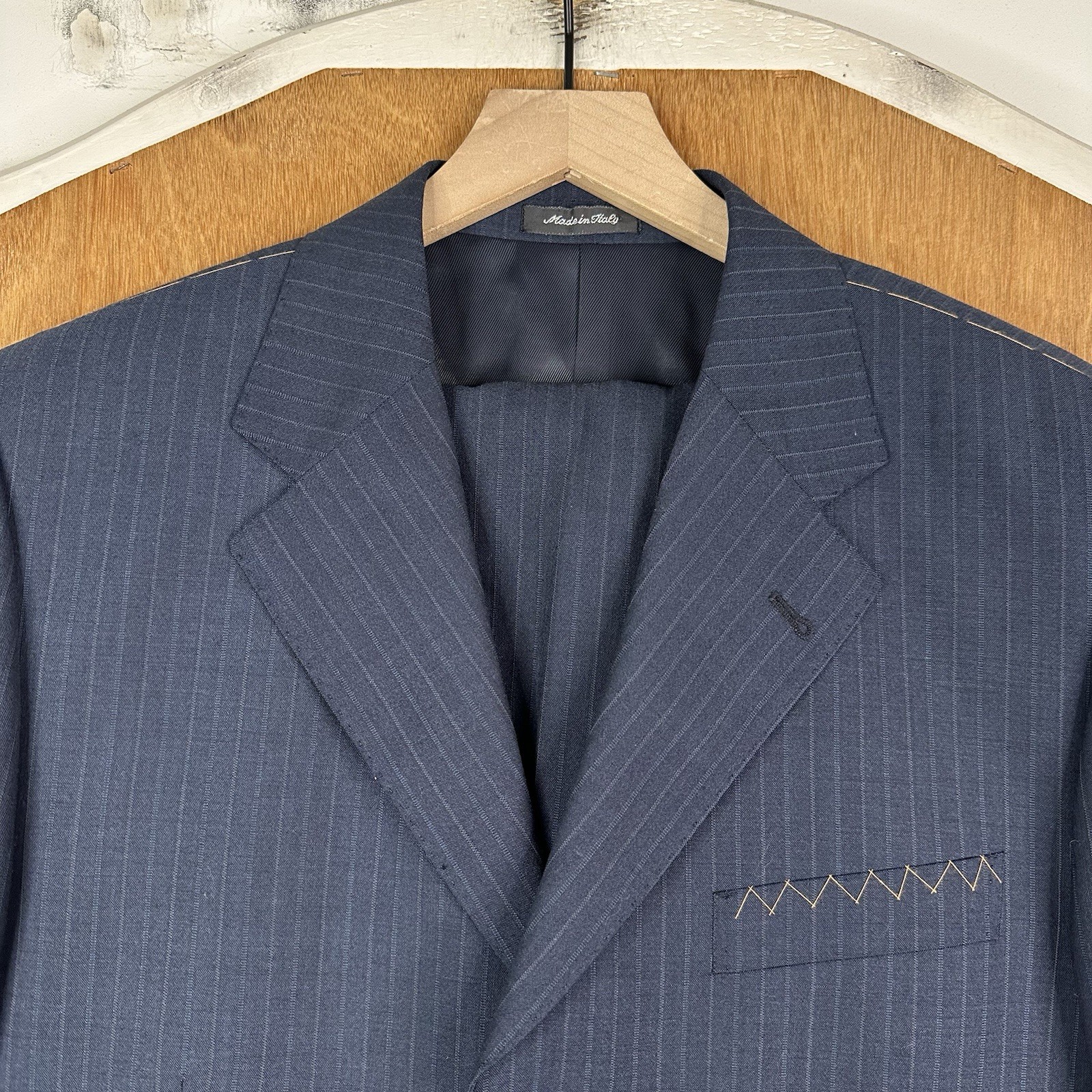 VTG Carlo Palazzi Suit Mens 42R Navy Blue Pinstripe 3 Button Wool Italy NEW VTG Carlo Palazzi Suit Mens 42R Navy Blue Pinstripe 3 Button Wool Italy NEW