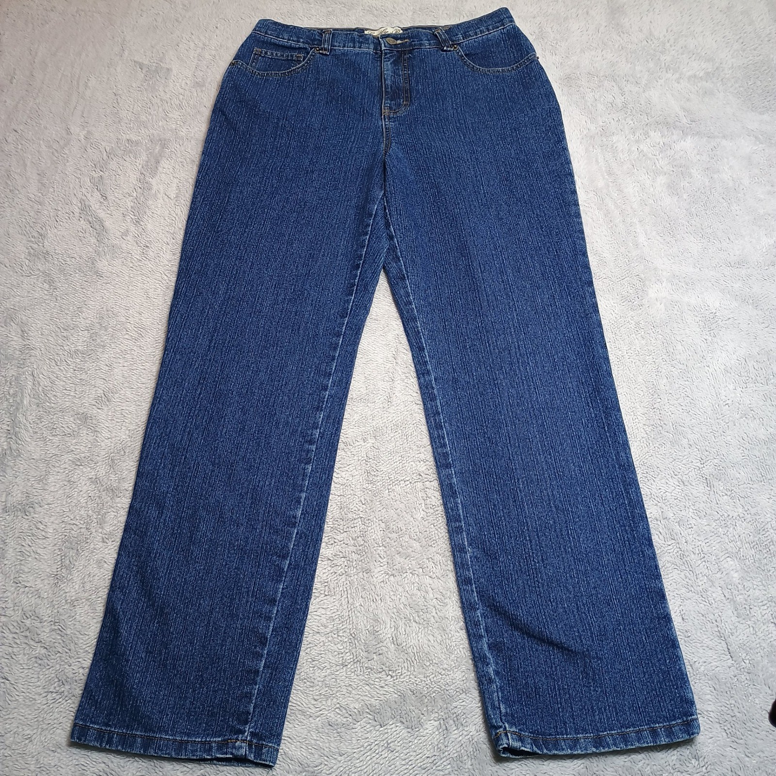 Emily B Straight Leg Jeans Womens Size 10 Blue Medium Wash Stretch Denim Pants