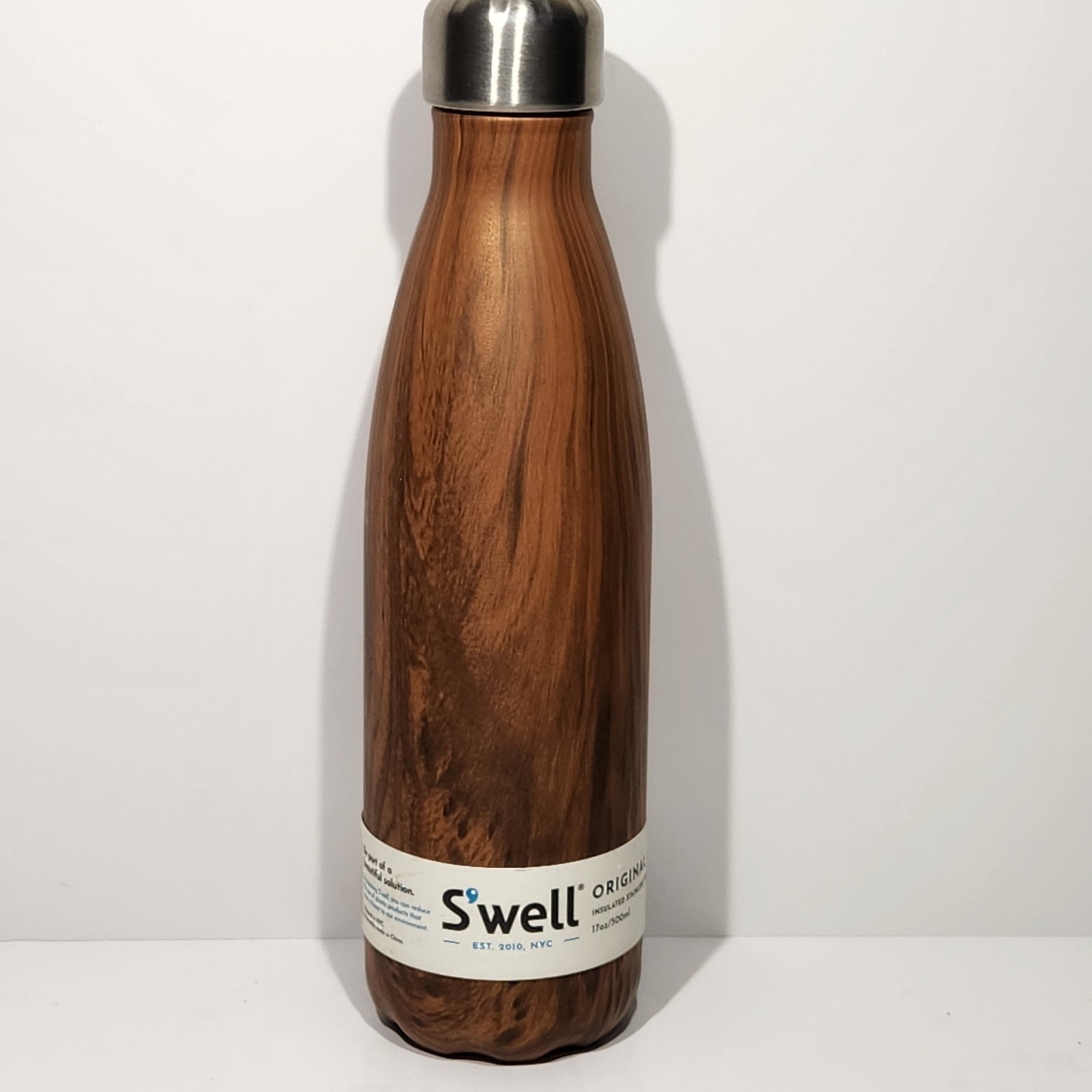 Swell Teak Woodgrain Water Bottle Insulated Metal Water Bottle Cold/Hot NWT