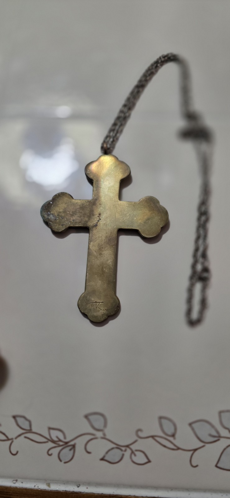 Vintage Brass Cross Dove 4 Inch Patina Christian Religious Wall Decor