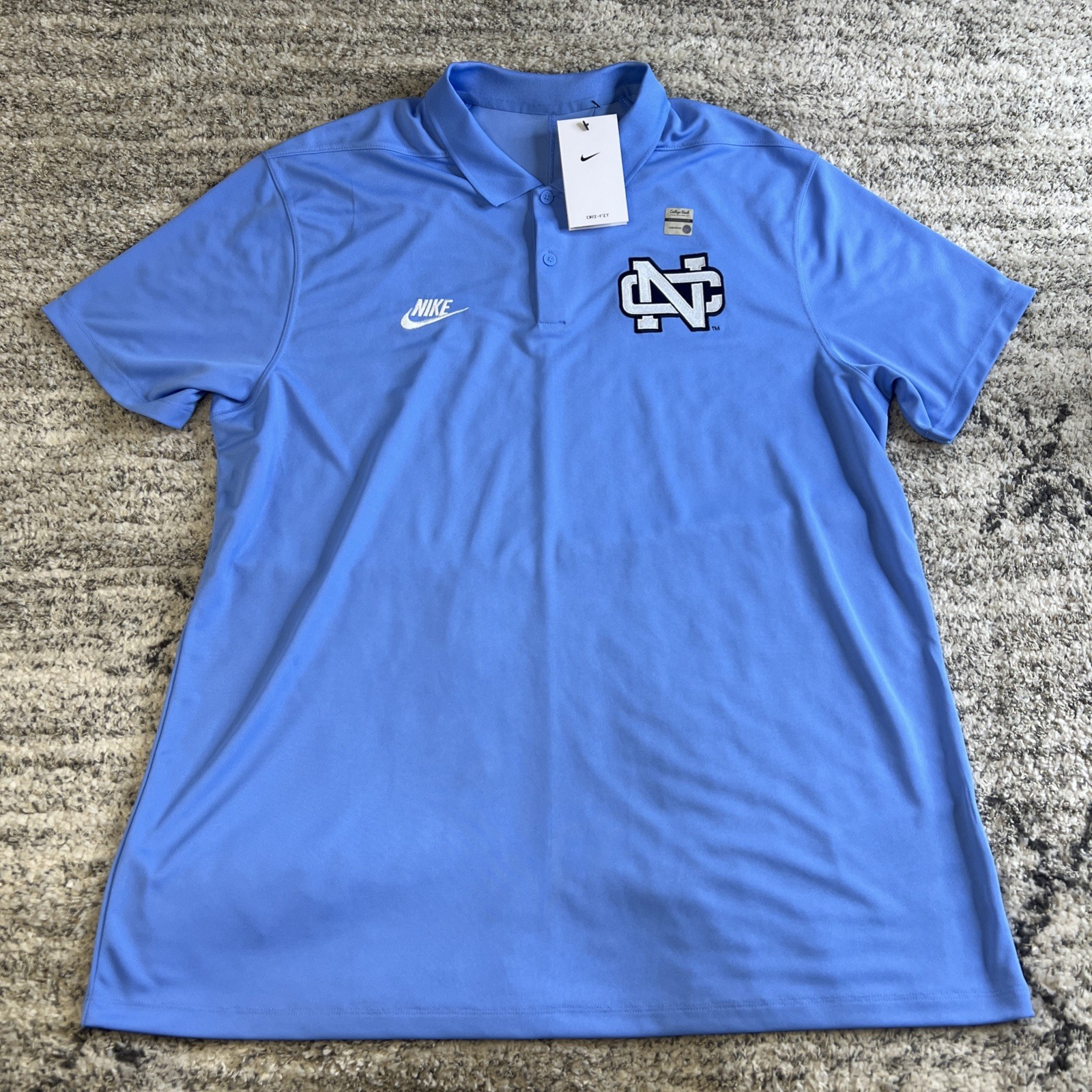 Nike North Carolina Tar Heels Dri Fit Polo Shirt Mens XL UNC Performance Shirt