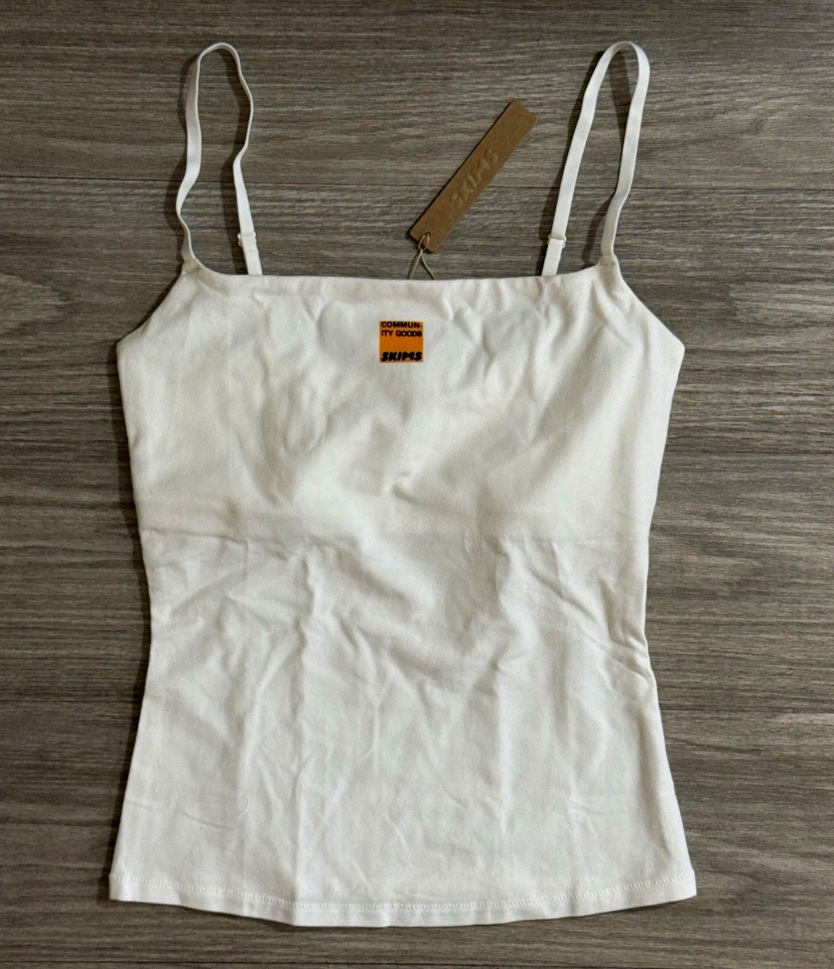 SKIMS Community Goods Womens White Cotton Jersey Scoop Neck Cami XS