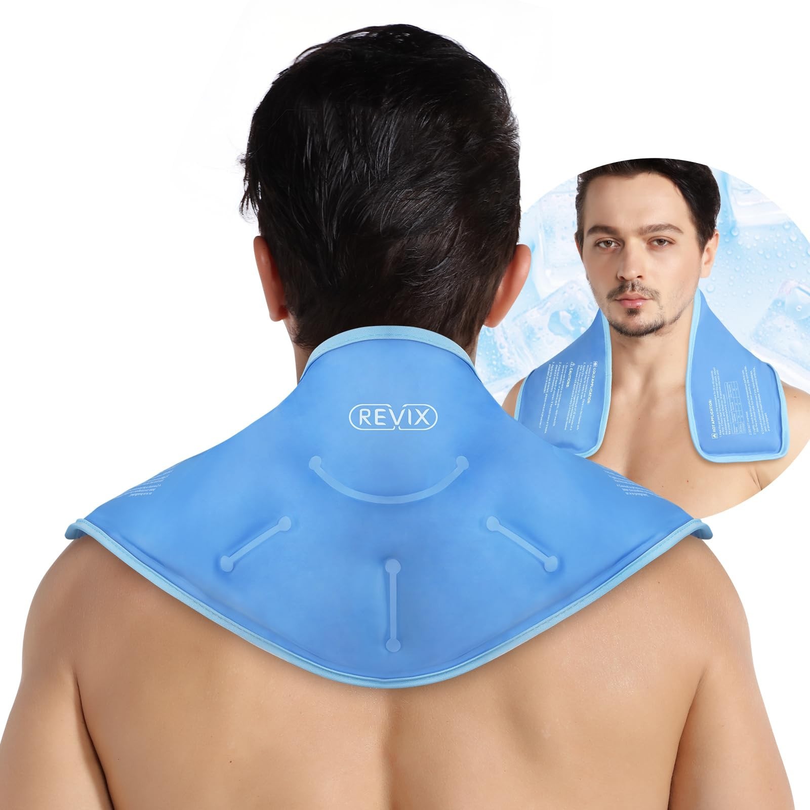 REVIX Neck Ice Pack Wrap – Reusable Hot Cold Gel for Large, Blue REVIX Neck Ice Pack Wrap – Reusable Hot Cold Gel for Large, Blue