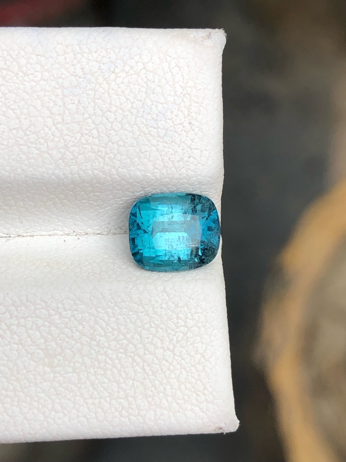2.15Cts Natural indicolite Tourmaline Cushion  shaped From Afghanistan