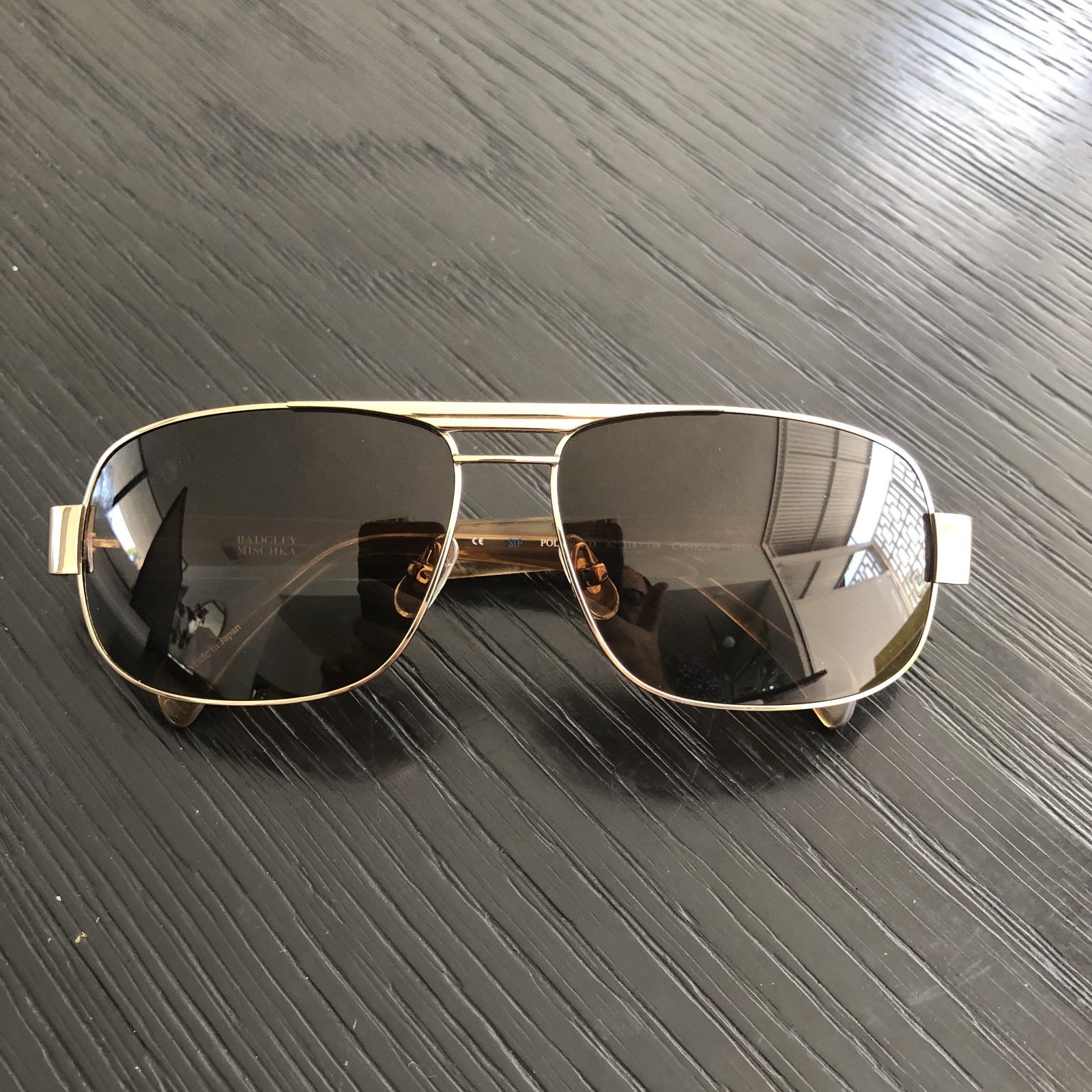 BADGLEY MISCHKA SUNGLASSES MODEL CHARLES IN GOLD COLOR POLARIZED BADGLEY MISCHKA SUNGLASSES MODEL CHARLES IN GOLD COLOR POLARIZED