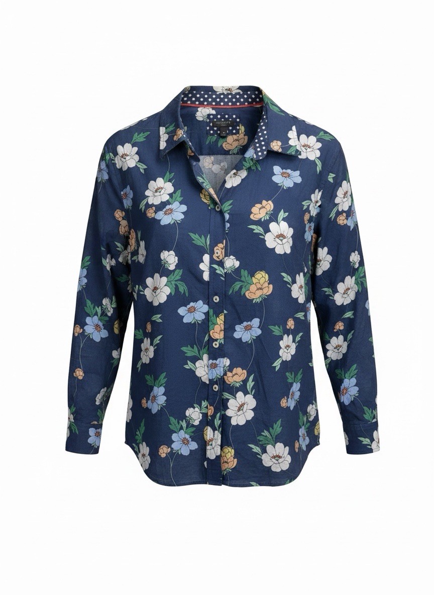 Talbots Size Petite Large Blue Floral Button Up Shirt Blouse Lightweight NEW Talbots Size Petite Large Blue Floral Button Up Shirt Blouse Lightweight NEW