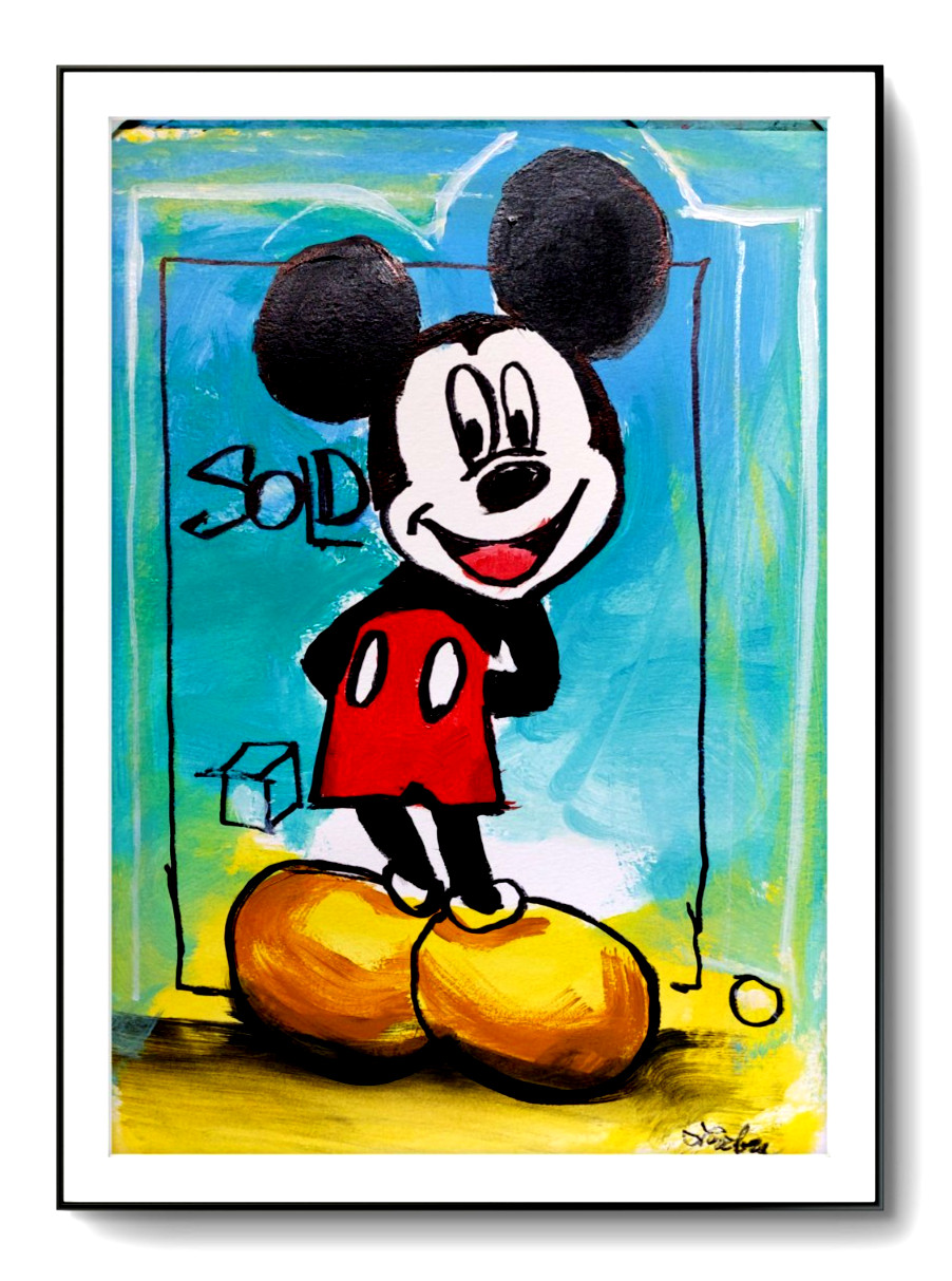 LOVELESS - THE MICKEY SALESMAN original acrylic on paper 11 x 15  COA