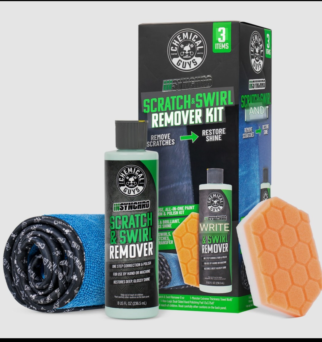 Chemical Guys Insynchro Scratch & Swirl Remover (8 oz) - Kit with Hex Logic Dual