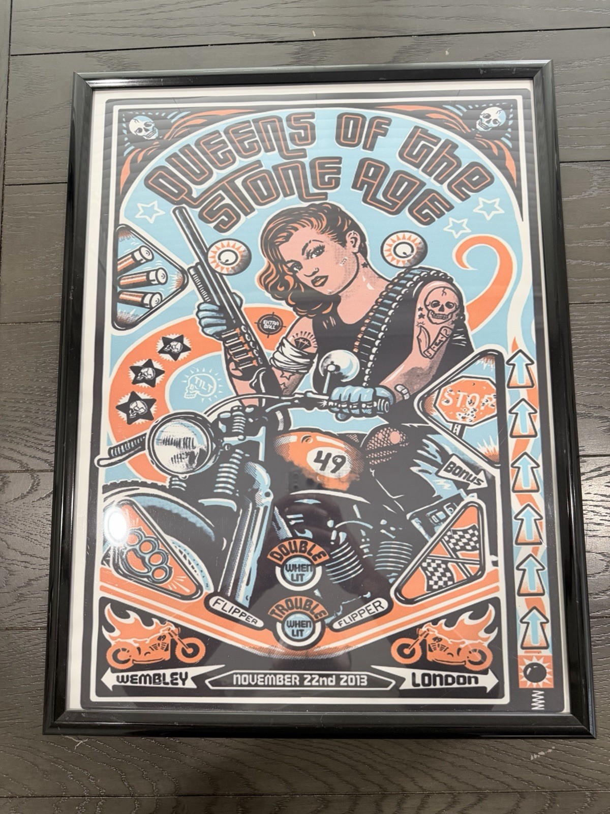 Queens of the Stone Age QOTSA Framed Canvas Wall Art Motorcycle Girl Rock Rare
