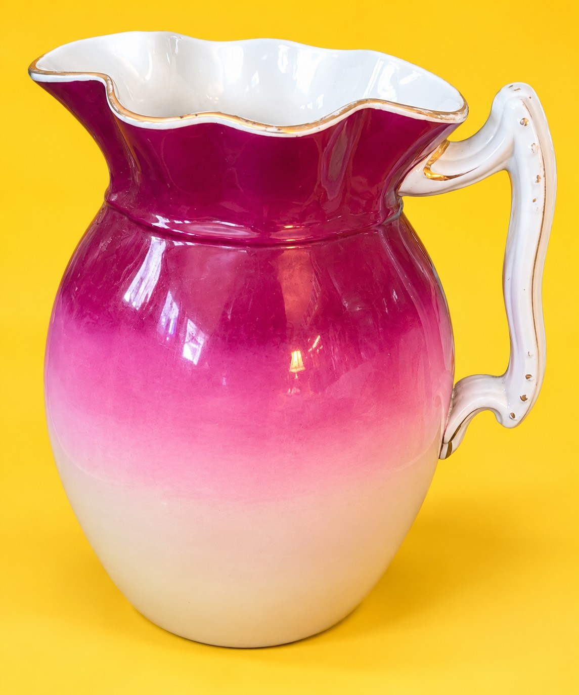 Antique John Maddock & Sons Royal Vitreous Pink Wash Pitcher England 10\
